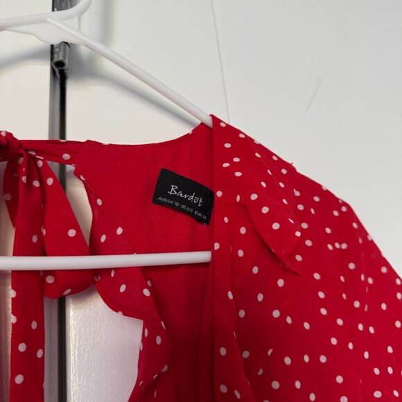 Bardot Red Polkadot Dress - Picture 3 of 4